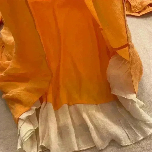 Women's Comfy Orange White Pullover Flowy Pretty Long Top medium - Picture 9 of 12